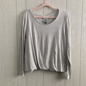 Grace & Karma Gray White Stripe Top XL NWT
